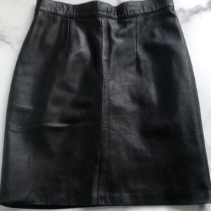 Vintage Fiocchi Italian Black Leather Mini Pencil Skirt Size XS